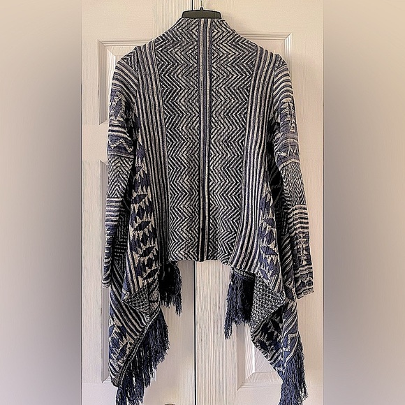 Sonoma Aztec Open Fringed Cardigan Size M - Picture 4 of 4